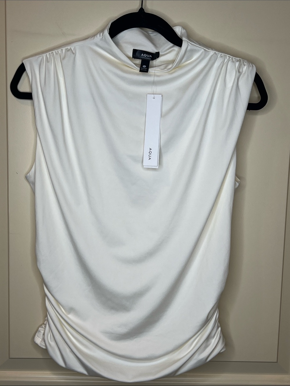 Aqua Sleeveless Mock Neck Top in Ivory Cream